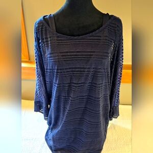 NWT AGB Sheer Navy Top Over Tank 3X
